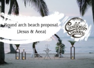 Demande en mariage avec arche ronde à Punta Cana